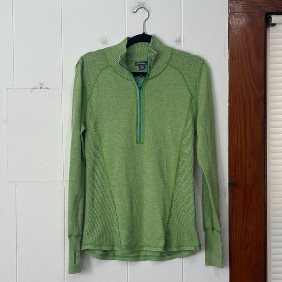 Eddie Bauer Lime Green Quarter Zip Pullover Medium Tall - Picture 1 of 4